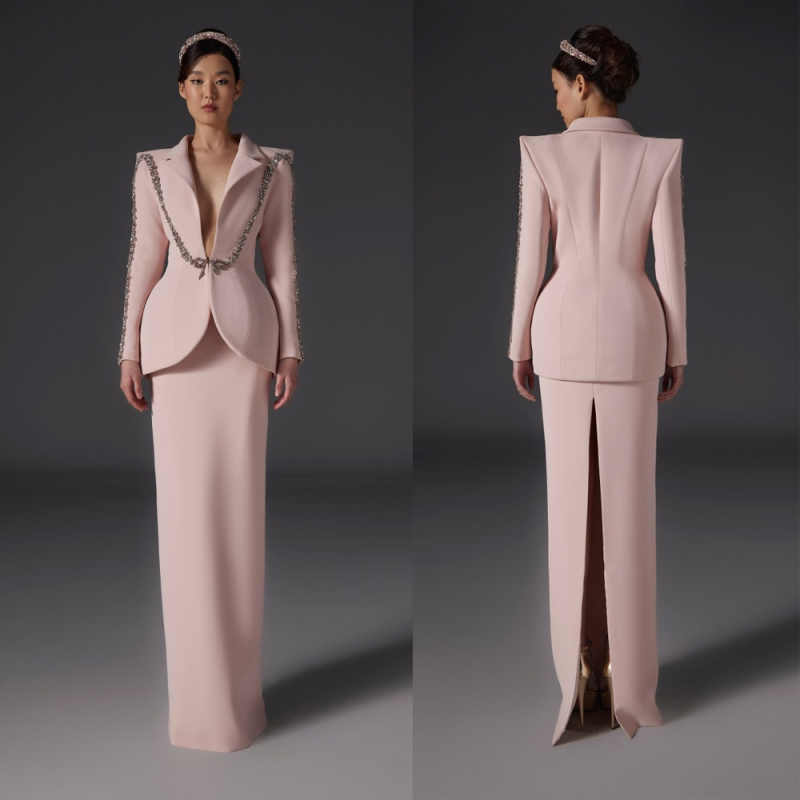 Women Formal Wear With Tie - Graduation Ceremony Girls Blazer Dress Sets