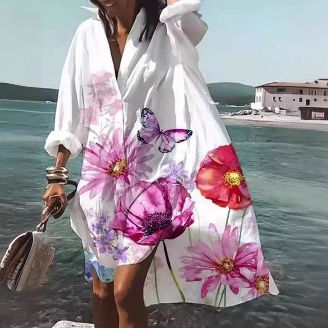 Women Formal Office Wear Tops - 2025 plus size loose shirt dress