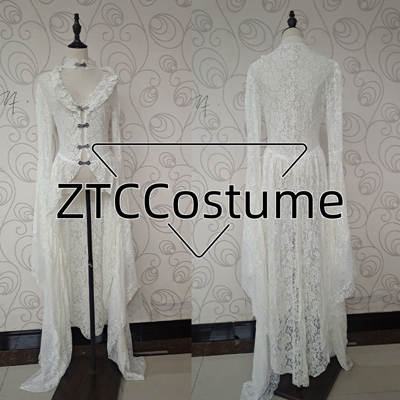 Victorian Women'S Formal Wear - Gothic Women White Vintage Solid Lace