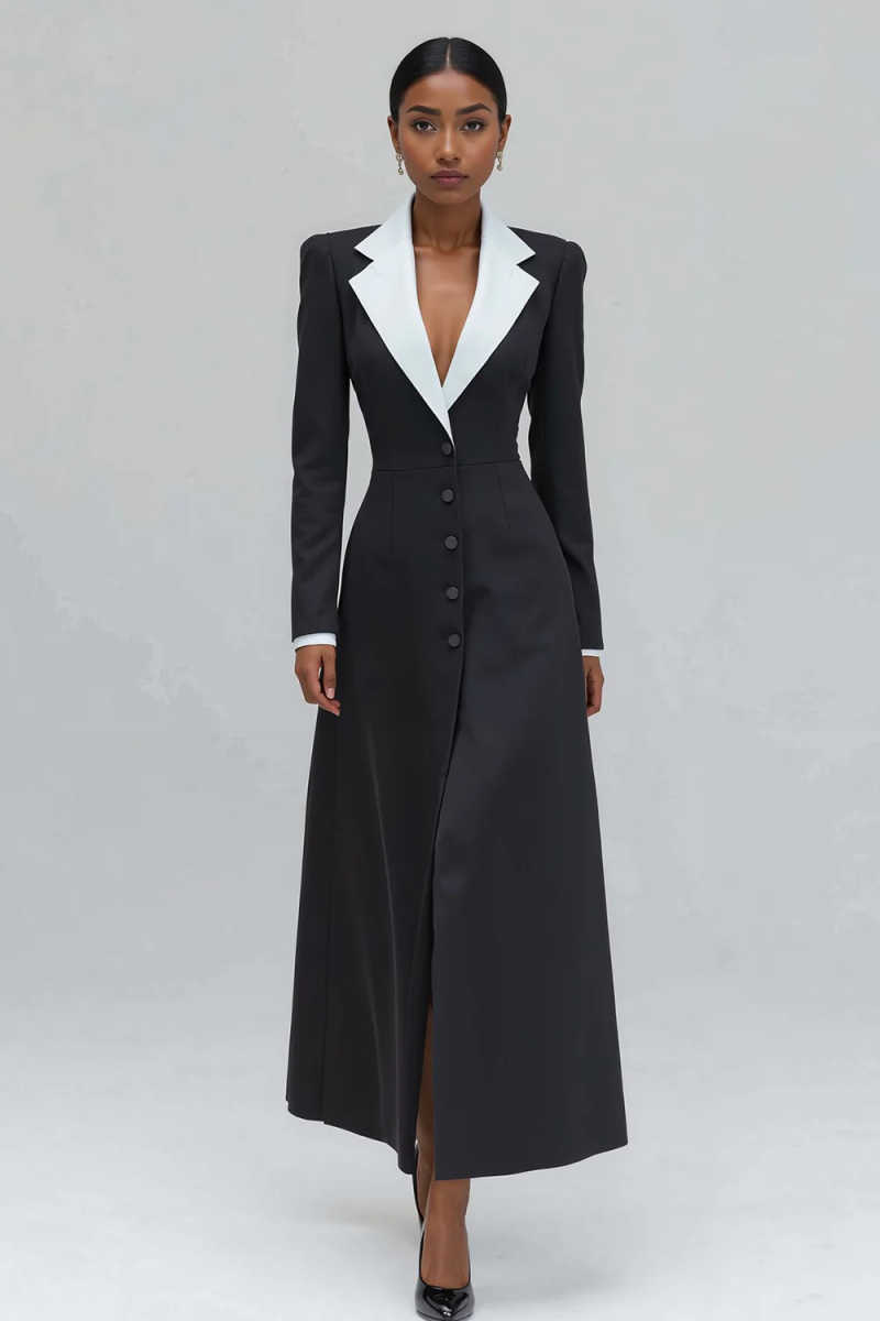 A Line Women Long Blazer Jacke - đánh giá và giá Women Formal Wear With Tie
