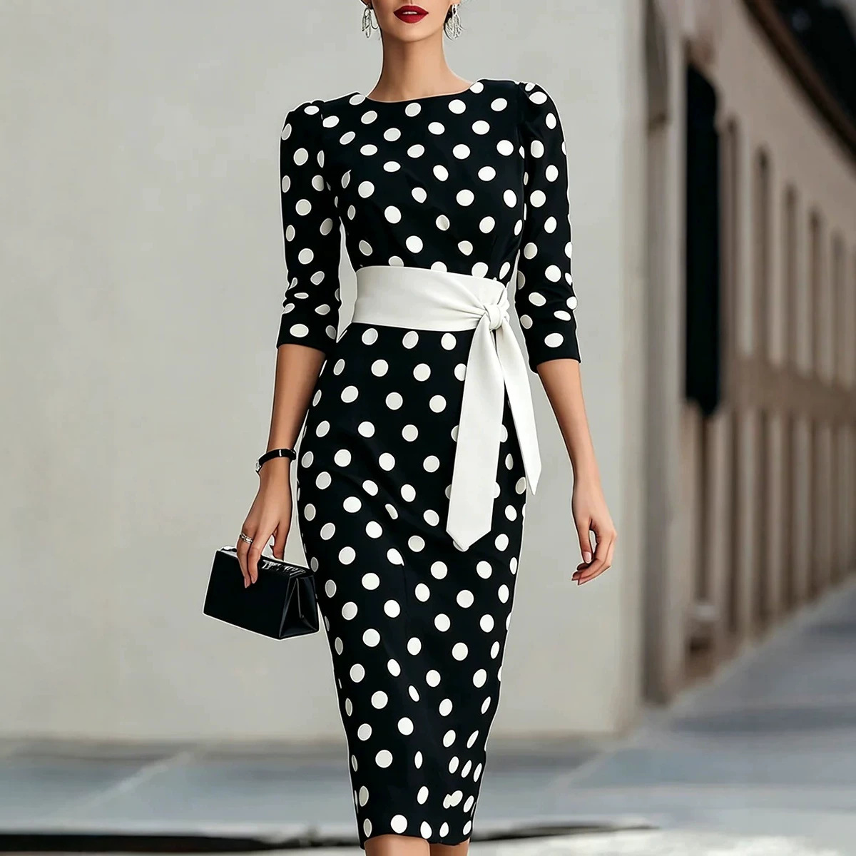 Women Elegant Black White Polk - đánh giá và giá Women Formal Office Wear Tops