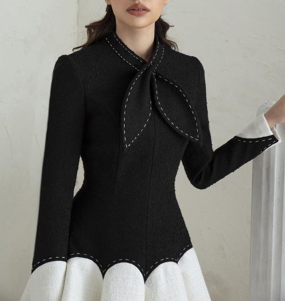 Đường May Tiểu Đầm Đen Trắng P - đánh giá và giá Formal Dress Female