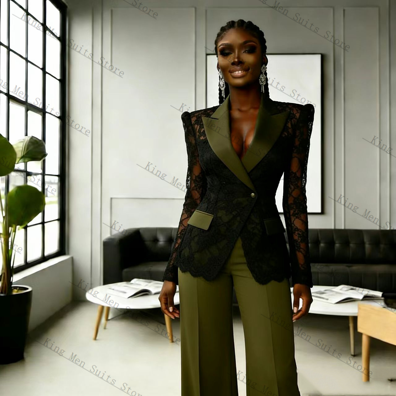 Green Black Lace Women Suit Se - đánh giá và giá Women'S Formal Wear Tuxedo