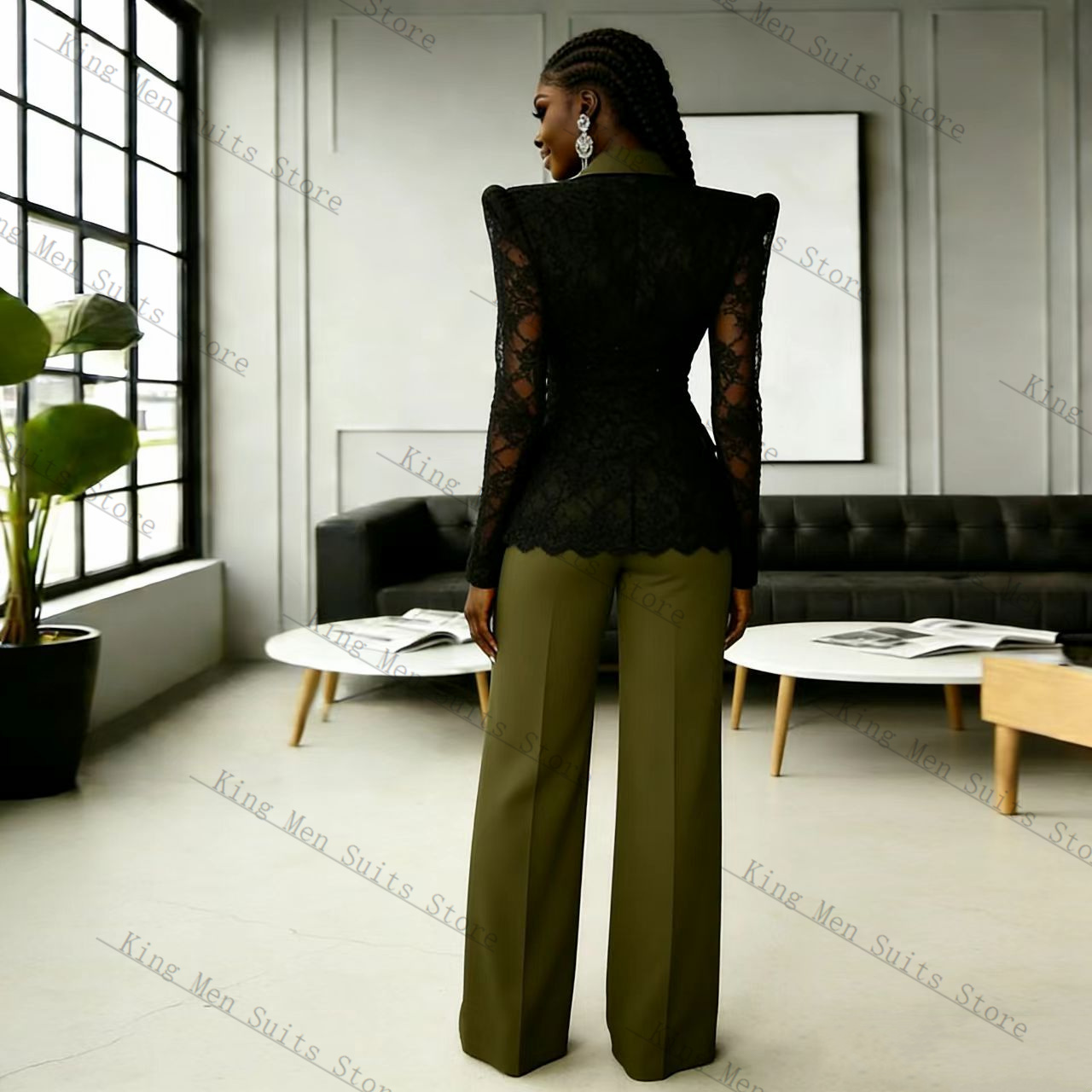 Green Black Lace Women Suit Se - đánh giá và giá Women'S Formal Wear Tuxedo
