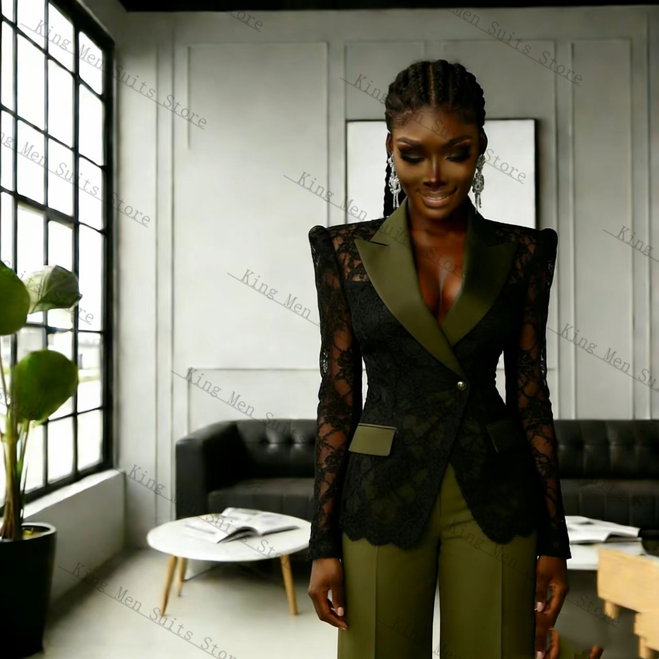 Green Black Lace Women Suit Se - đánh giá và giá Women'S Formal Wear Tuxedo