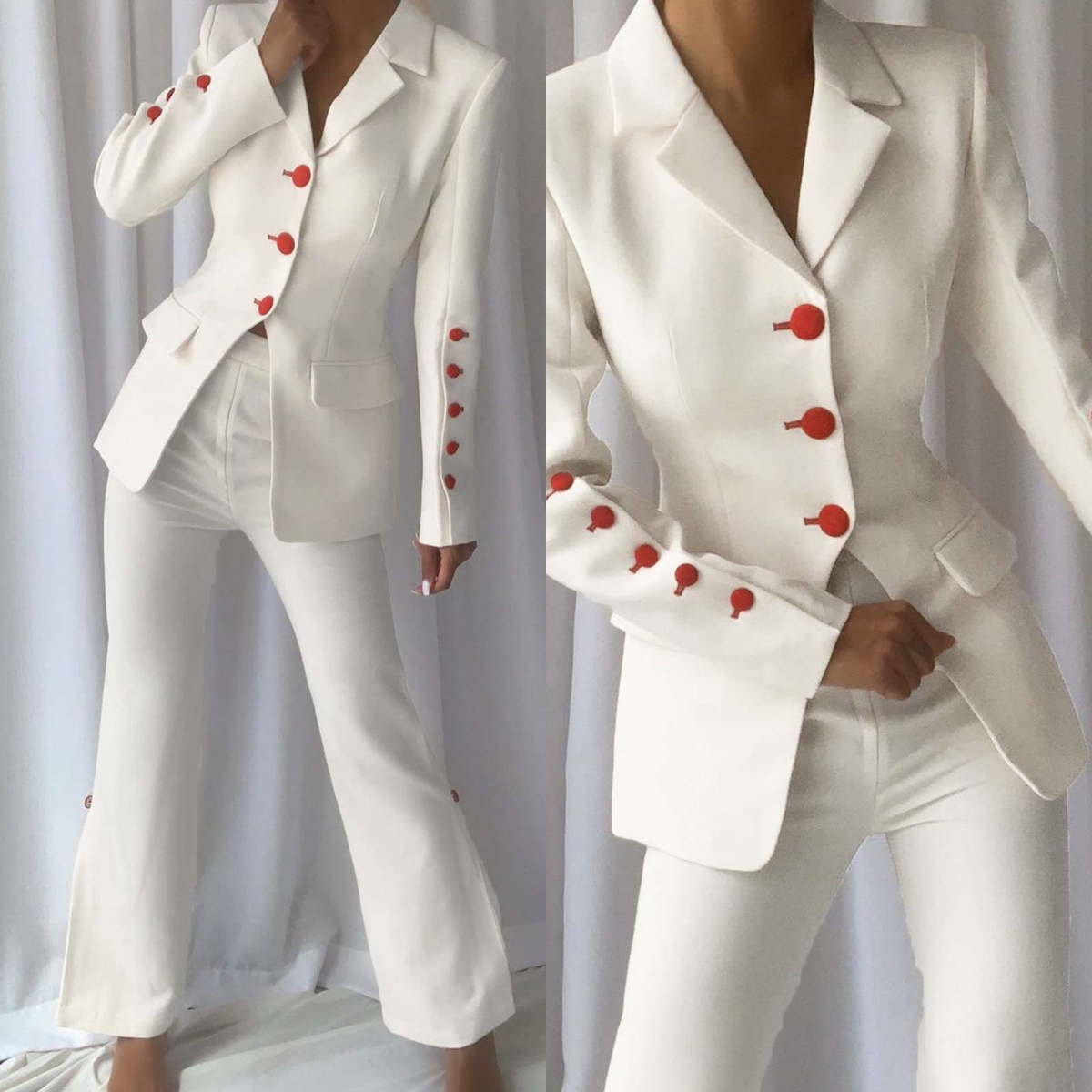 Red White Women Office Suits S - đánh giá và giá Women Formal Wear With Tie