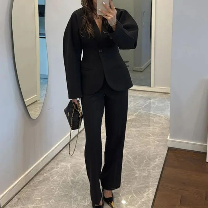 2025 New Women Black V Neck Wa - đánh giá và giá Women Formal Wear With Tie