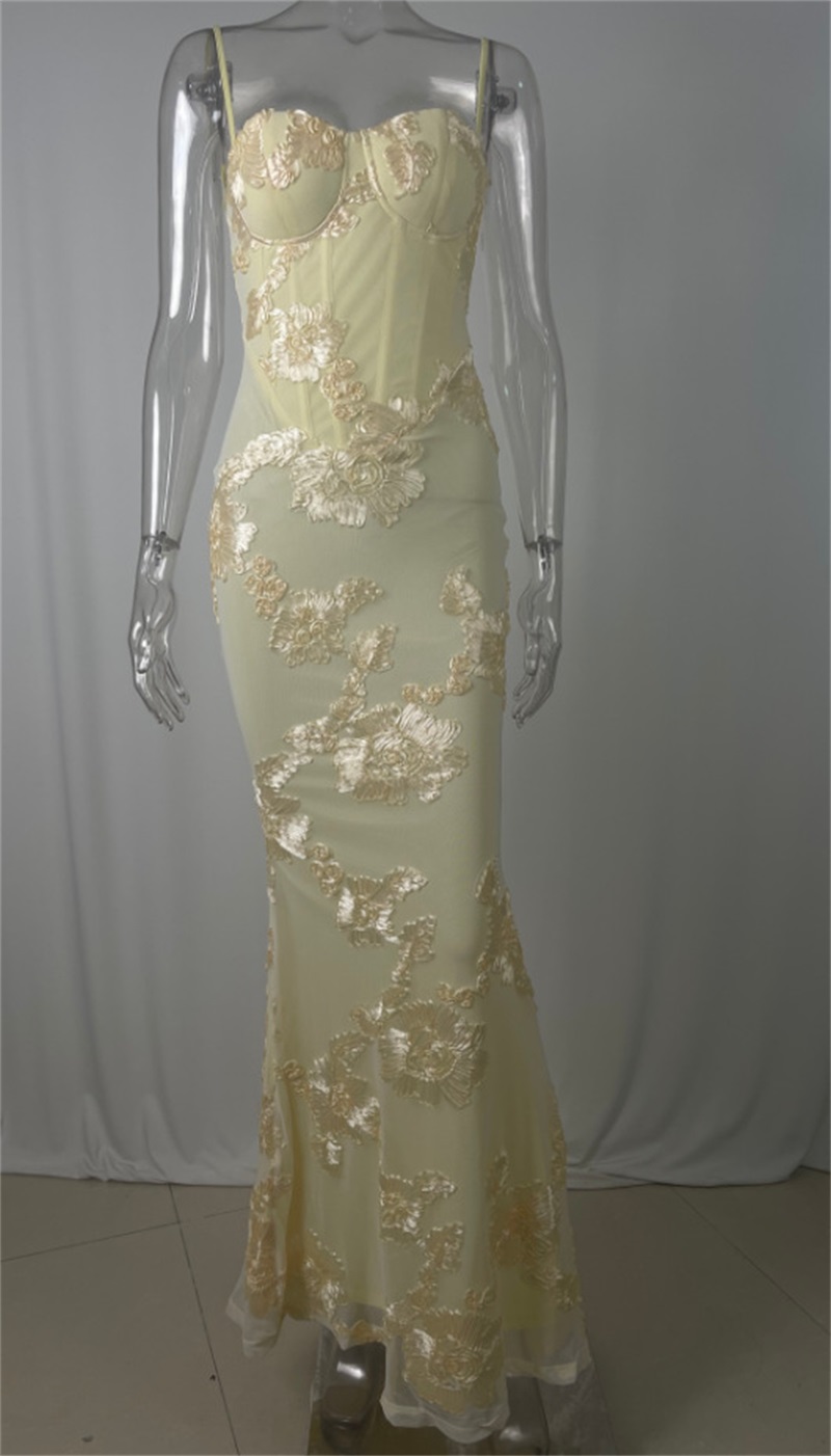 Yellow Embroidery Women Prom D - đánh giá và giá Women'S Holiday Formal Wear