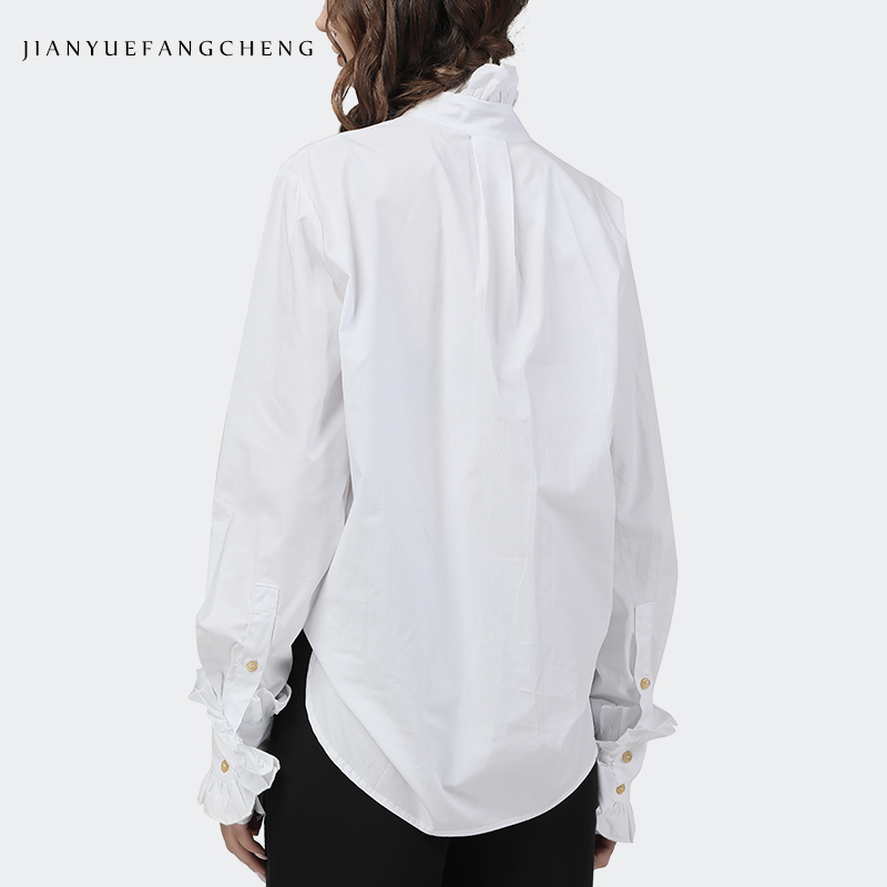 Thanh Lịch Xù Nữ Trắng Áo Cott - đánh giá và giá Women Formal Office Wear Tops