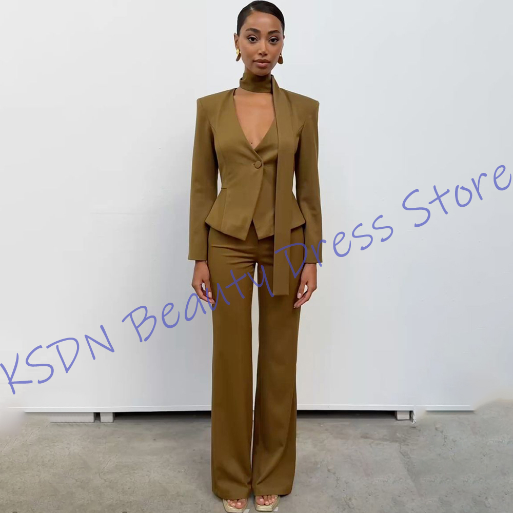 Elegant Camel Brown Women's 2- - đánh giá và giá Women Formal Wear Shirt And Pant