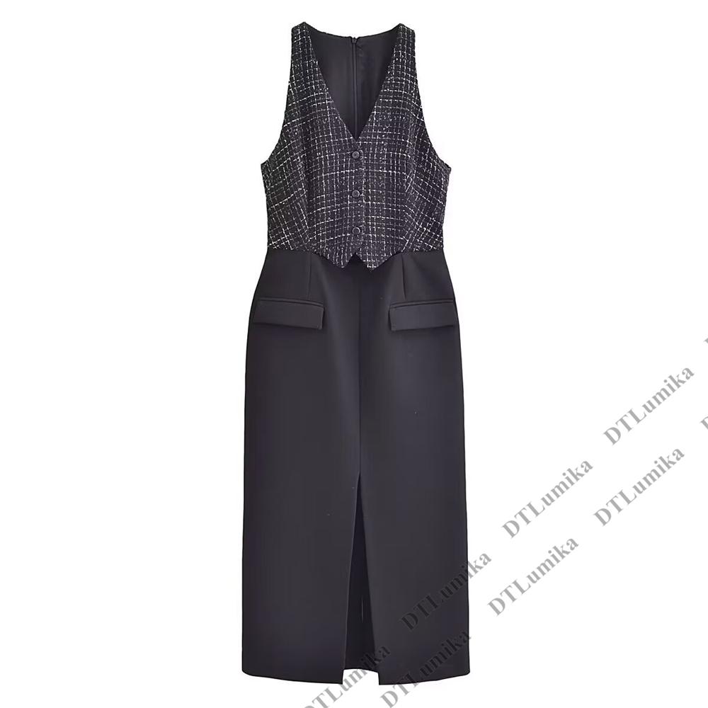 Tweed & Crepe Contrast Dress,  - đánh giá và giá Women Formal Wear Look